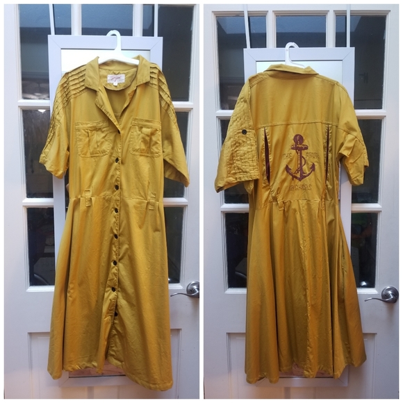 Tatyana Mustard Yellow Retro swing dress - Picture 2 of 4